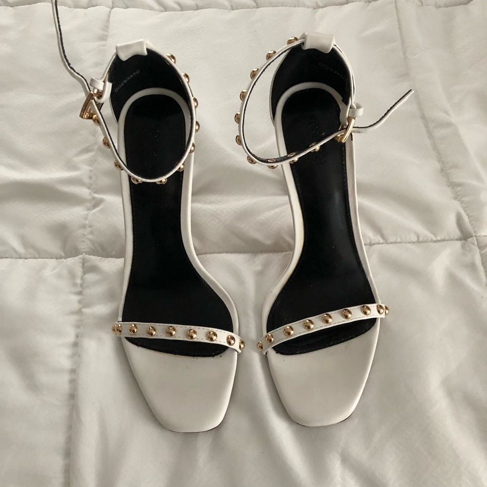 White stud heels